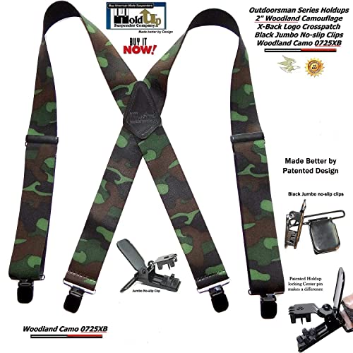 Holdup 2" Wide Outdoorsman Series Woodland With Patented "No-Slip" Metal Clips #TOP4
