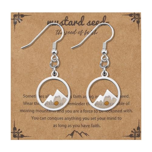 Mustard Seed Earrings Jewelry Christian Gifts for Women, 925 Sterling Silver Faith Mustard Seed Earrings Inspirational Christian Religious Jewelry Gifts for Women