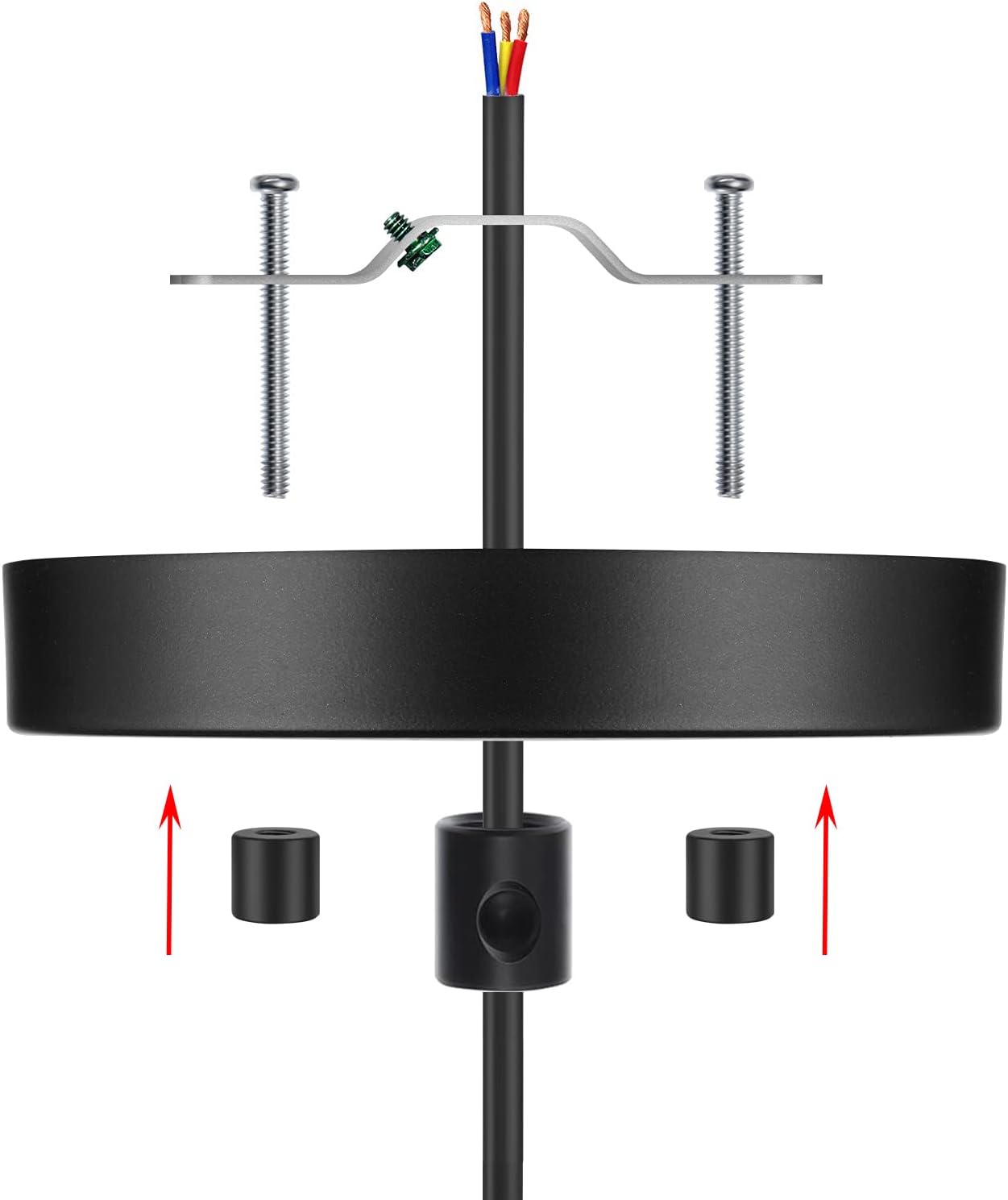 Canomo 5 1/8 Inches Ceiling Lighting Canopy Kit Single Head Pendant Light Plate Cover with All Mounting Hardware for Chandelier or Pendant Light (Black)