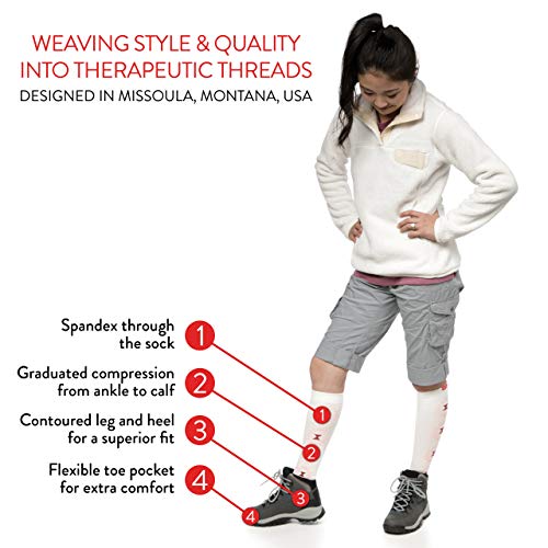 VIM & VIGR Cotton 15-20 mmHg Compression Socks for Women & Men (Red & White Arcade Stripes, Medium/Large)
