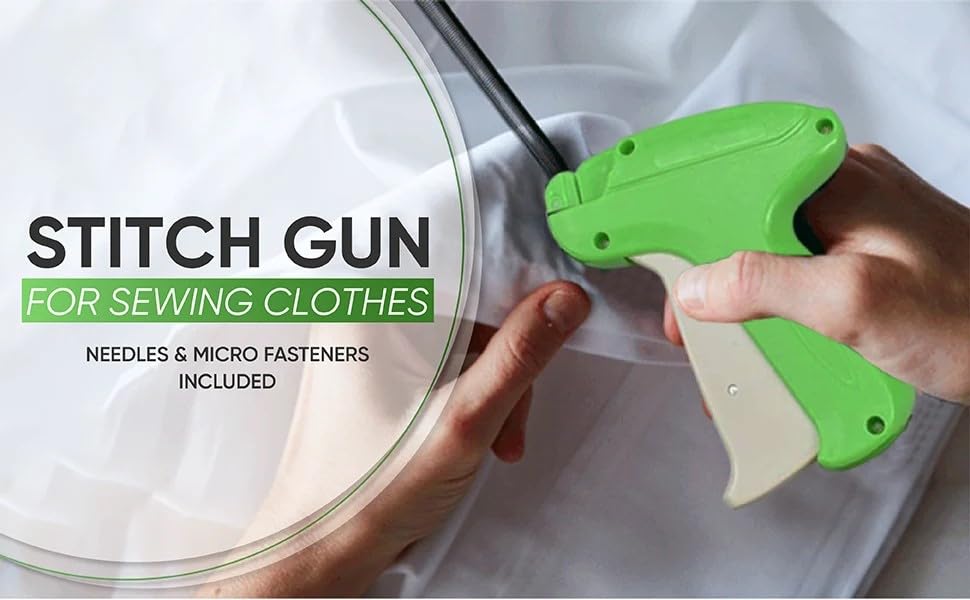 Handheld Stitch Gun for sewing clothes with 3 Needles,1000 Black, 1000 White & 1000 blue Micro Fasteners