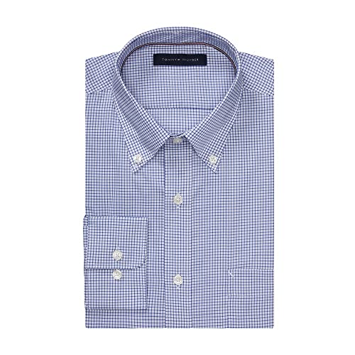 Tommy-Hilfiger-Mens-Long-Button-Down-Shirt-Empire-Blue-165-Neck-34-35-Sleeve
