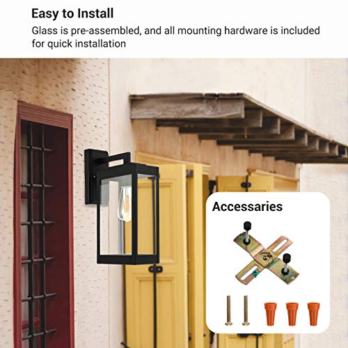 Dewenwils Outdoor Wall Light Fixture, Outdoor Wall Lantern With Clear Glass Shade, Matte Porch Light Wall Mount, Waterproof Anti-Rust Exterior Wall Sconce Light Lamp For Garage, Patio, Etl Listed #TOP4