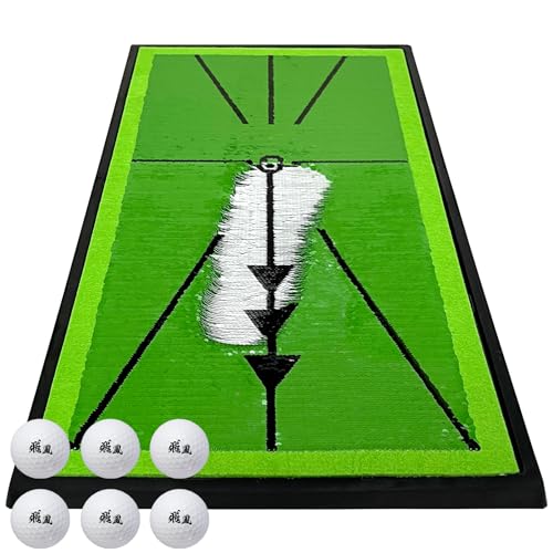 GolfStyle ディボットプロマット ゴルフマット ゴルフ 練習 マット 跡がつく ターフ跡が確認できる 素振り スイング ショットマット アプローチ アイアン 練習用 ダフり チェック ゴムマット 33×62cm ゴルフボール Cセット