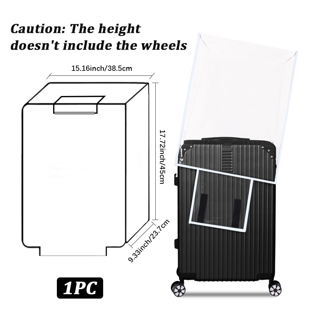 Housse de Protection Transparente en PVC pour Valise de .16 x 9.33 x 17.72cm (5) cm Imperméable Transparente Argentée Épaisse Accessoire pour Valise à roulettes
