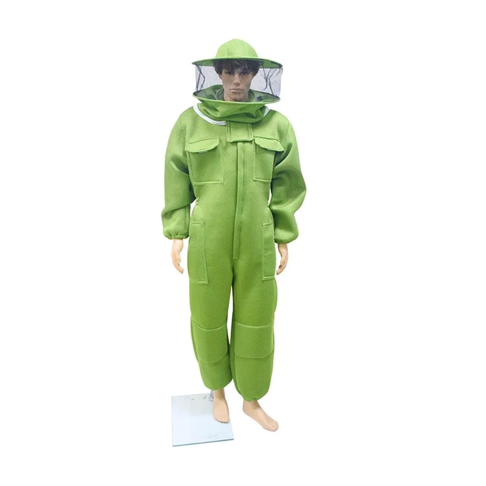Traje de Apicultura Ropa Protectora de Cultura, Traje de Abeja de algodón de Aire 3D, Disfraz de cultor, Velo, Capucha, Sombrero, Traje de cultor antiabejas(Round Hat Green,XX-Large)