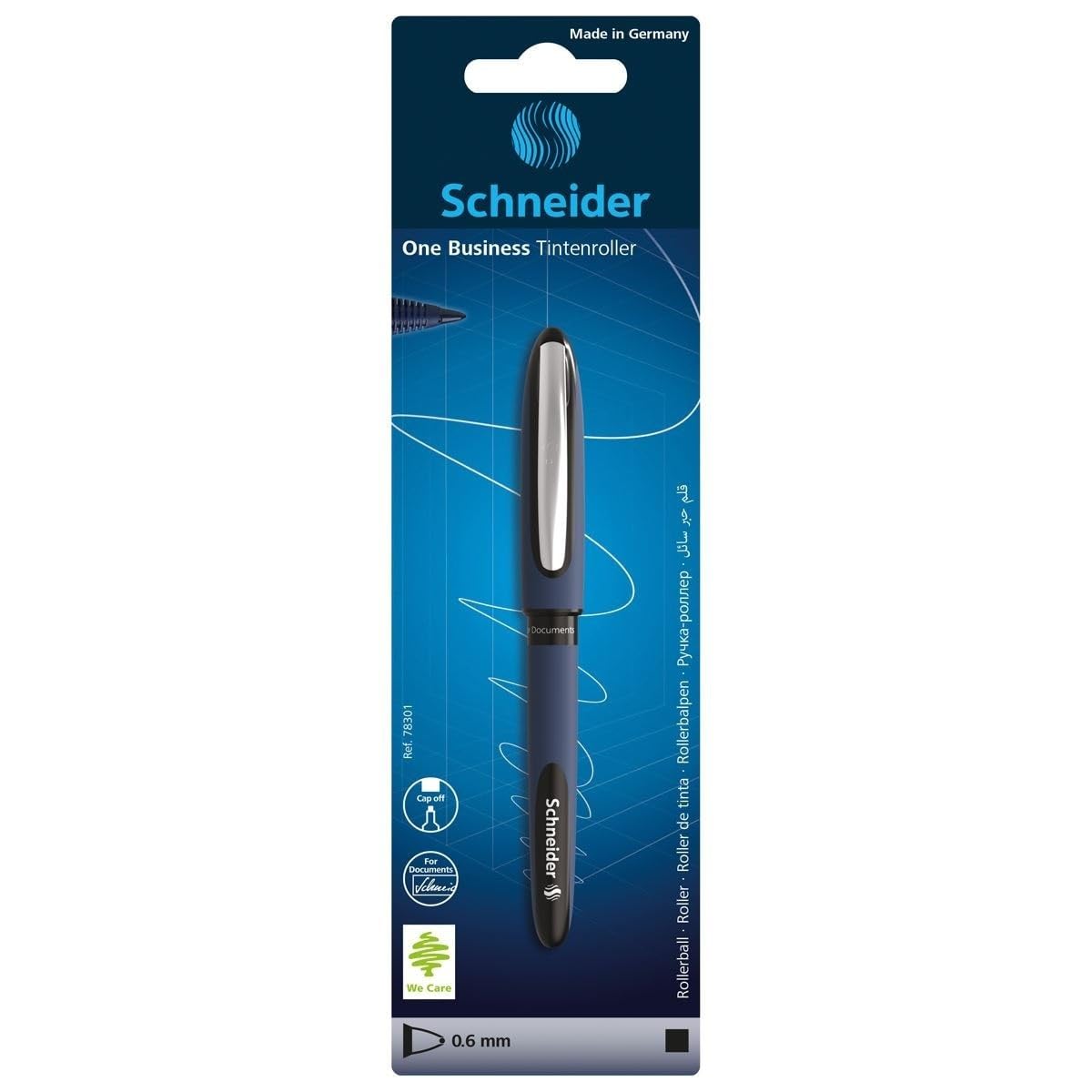 SchneiderOne Business Rollerball Pen, 0.6 mm line Width and Ultra-Smooth tip, Made in Germany, 1 Blister Card Black