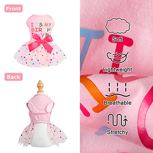 Birthday Girl Dog Dress, Dog Clothes For Small Dogs Girl, Lightweight Mesh Summer Pet Outfit, Cat Apparel, Pink, Xs #TOP2