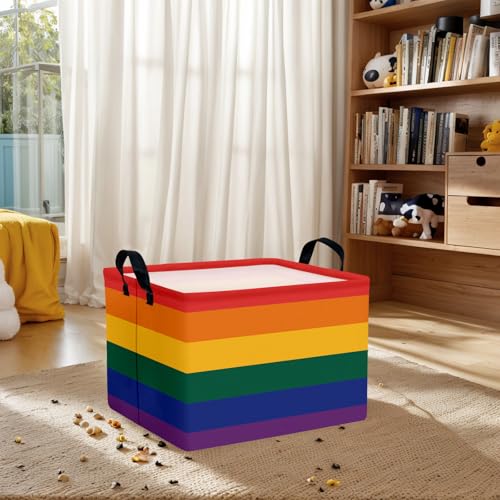 Image of Rainbow Storage Baskets for Shelves for Classroom and Nursery Bin & Toy Organizer for Baby Room (Colorful Stripes)