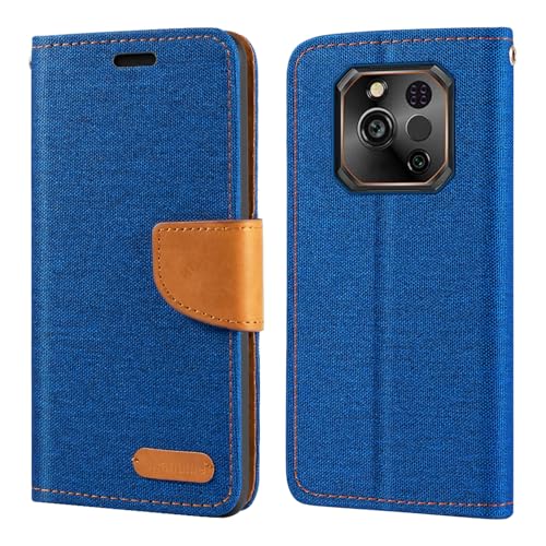 Shantime Oxford Fabric Leather Flip Wallet Case Compatible with Ulefone RugOne Xever 7 Pro, Durable Protective Magnetic Cover with Card Slots and Kickstand(Blue)