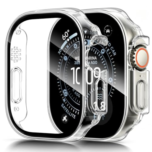 Image of LK Case for Apple Watch Ultra 3 /Ultra 2 /Ultra 49mm with Screen Protector | Touch Sensitive Ultra-Thin Bumper Full Protective Cover Hard PC Case Tempered Glass for iWatch 49mm, Clear