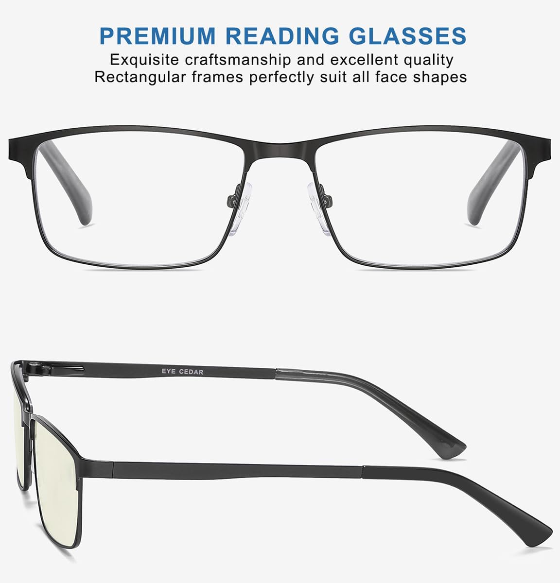 EYECEDAR 5-Pack Reading Glasses for Men Metal Frame Spring Hinges with Computer Readers 1.00 - Image 8