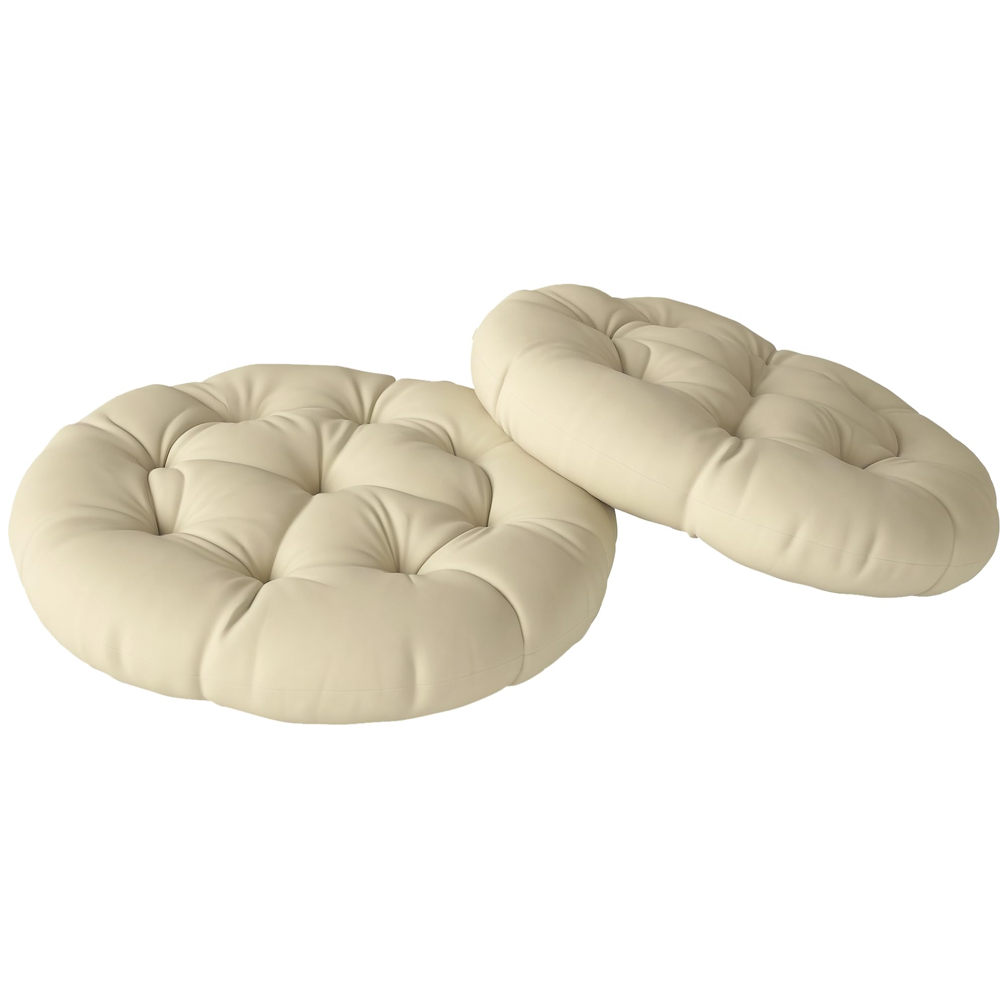 Outsunny Beige Garden Seat Cushions - 60cm x 10cm - 2 Pack - Cotton - UV Protected
