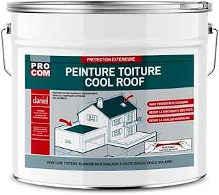 PRO COM Cool roof - Peinture toiture anti chaleur, peinture blanche réfléchissante 10 litres