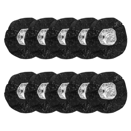 SOLUSTRE 10 Stück Hitzeschutz Aluminiumfolie Haarkappen Schwarz Elastische Verdickte Tiefenpflege Haube zum Haarefärben und Ölkuren für Heim und Salongebrauch