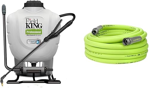 D.B. Smith Field King 190328 - Pulverizador de mochila, 4 galones y manguera de jardín Flexzilla de 58 pulgadas x 50 pies, resistente, ligero,