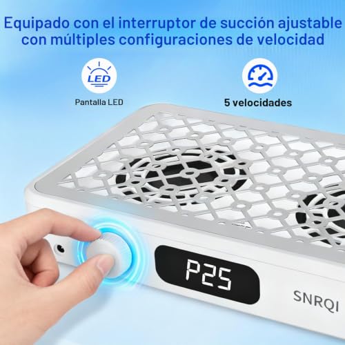 Extractor de polvo de uñas potente de 120W con doble succión 3