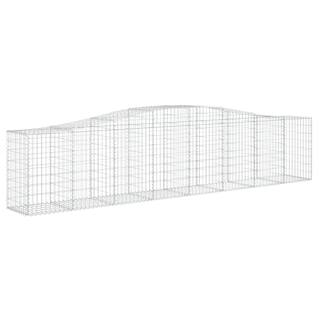 Gaviones con arco alto, 9 unidades, 400 x 50 x 80/100 cm, plateado galvanizado | Cestas de piedra de alambre resistentes para protección visual y decoración de jardín para patio, jardín delantero y paisaje.