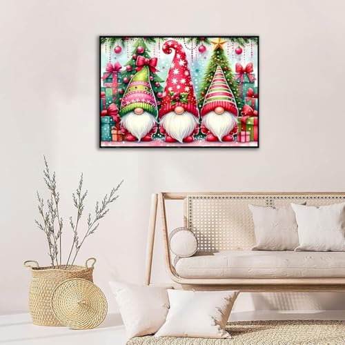 Image of Christmas Stamped Cross Stitch Kits for Beginners Adults, Gnomes Dimensions Needlepoint Art Crafts,Counted Cross Stitch Kits Embroidery Kits for Beginners Adults for Home Decor 15.7X11.8inch