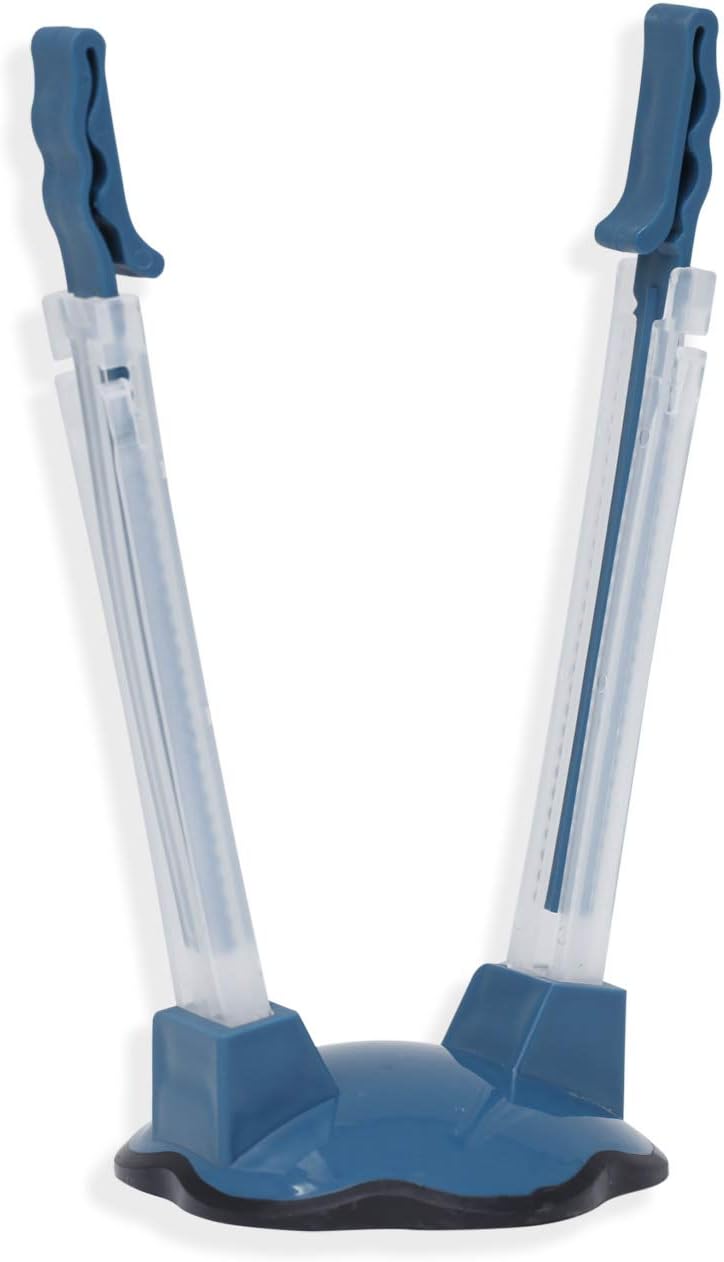 Exultimate Adjustable Baggy Clip Freezer Bag Holder Stand, Sandwich Bag Holder for Easy Meals Prep, Food Bag Holder Clip to Secure Foods and Liquids while Prepping with Non Slip Base, Blue