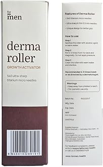 ForMen Derma Roller For Hair Growth 0.5 mm with 540 Titanium Needles | Repairs Damaged Hair, Activates Hair Follicles | For Hair Fall & Hair Thickening | Reduces Acne Scars | Safe & Effective To Use