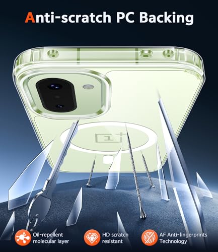 Image of FNTCASE for Oneplus 15R Case Clear: One Plus 15R Case with Screen Protector Drop Proof Slim Anti Yellowing Rugged Shockproof Protective Transparent Cover (Clear Magnetic)