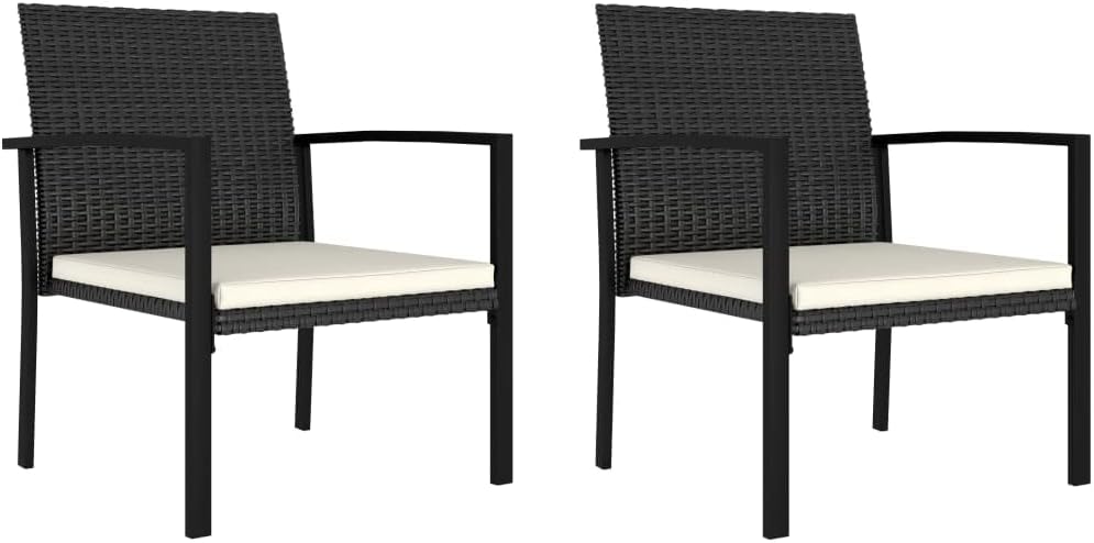 Patio Dining Chairs 2 pcs,Garden Chair,Modern Style,High Back Chairs,Lounge Chairs,Lawn Chairs,Club Chairs,Outdoor Chair,for Garden,Backyard,Lawn,Porch,Poolside and Balcony,Poly Rattan Black