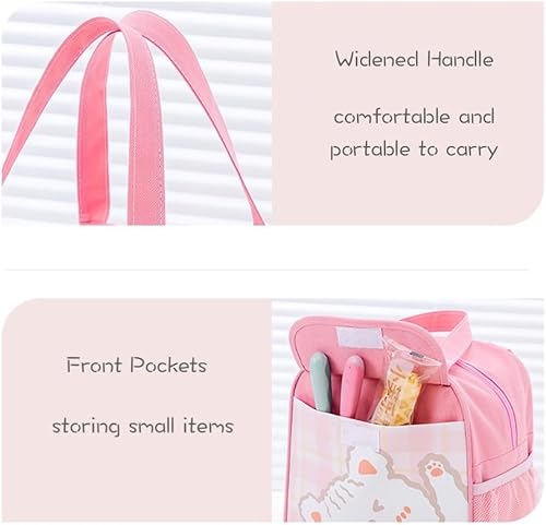 Miniatura 3 de Kawaii Bolsa de almuerzo aislada, azul, 8.27 pulgadas de largo x 5.51 pulgadas de ancho x 9.05 pulgadas de alto, aluminio, tela Oxford