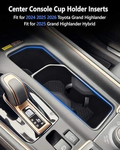 Image of Cup Holder Inserts for Toyota Grand Highlander Accessories 2026 2025 2024, Non-Slip TPE Center Console Protector Organizer to Prevent Spills & Scratches for 2025 2026 Grand Highlander Hybrid