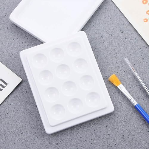 Paleta de cerámica para uñas de 12 cavidades con tapa blanca para mezcla de gel 4