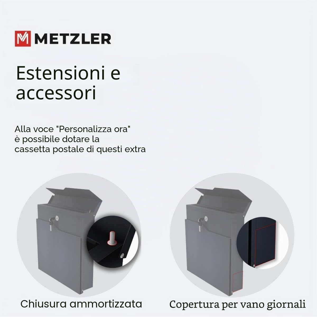 Metzler Cassetta delle lettere antracite con notifica e scomparto per giornali – Cassetta delle lettere da parete con targhetta in acciaio inox personalizzata con incisione laser – Cassetta della