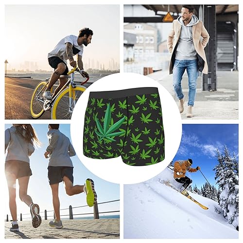 Weed Leaf Cannabis Marijuana Mens Boxer Briefs Knickers Elastic Underpants Breathable Trunks3