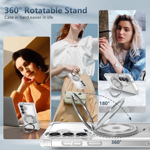 Image of Cubix Back Cover Case for Samsung Galaxy S26 Hard PC + TPU | Metal Ring Kickstand | 1500g Magnetic Hold | 360 Rotating Stand | Military Drop Protection | Air Cushioned Corners