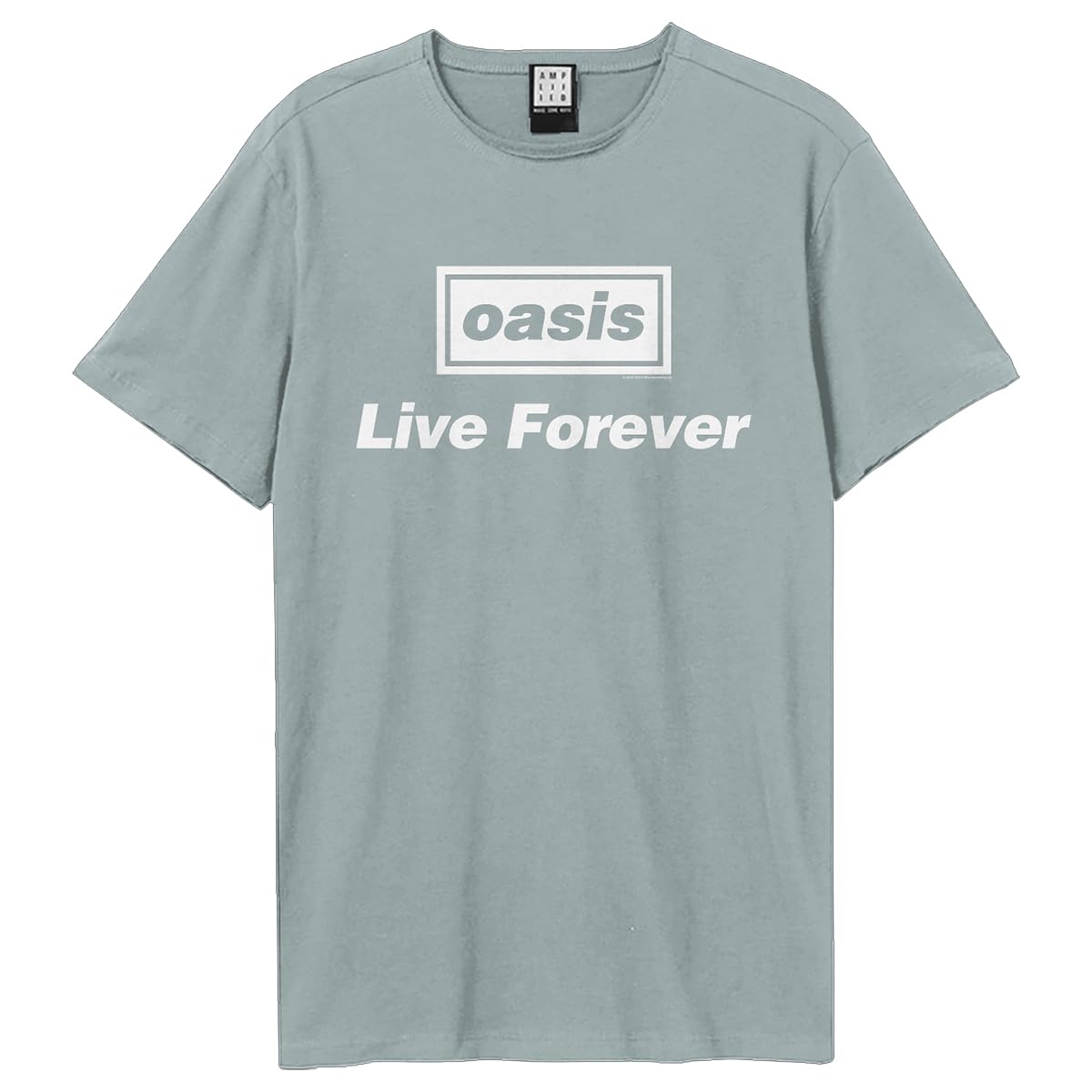 Amplified Men's Strange Blue Unisex Adult Live Forever Oasis T-Shirt (L) (Strange Blue)