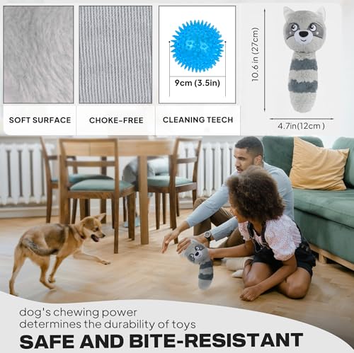 Image of Fida Squeaky Dog Toys for Aggressive Chewers 3 in 1, Dog Chew Toys with 3 Layers,Interactive Dog Toys for Large Dogs Balls to Keep Them Busy for Small Medium Dogs(Raccoon)
