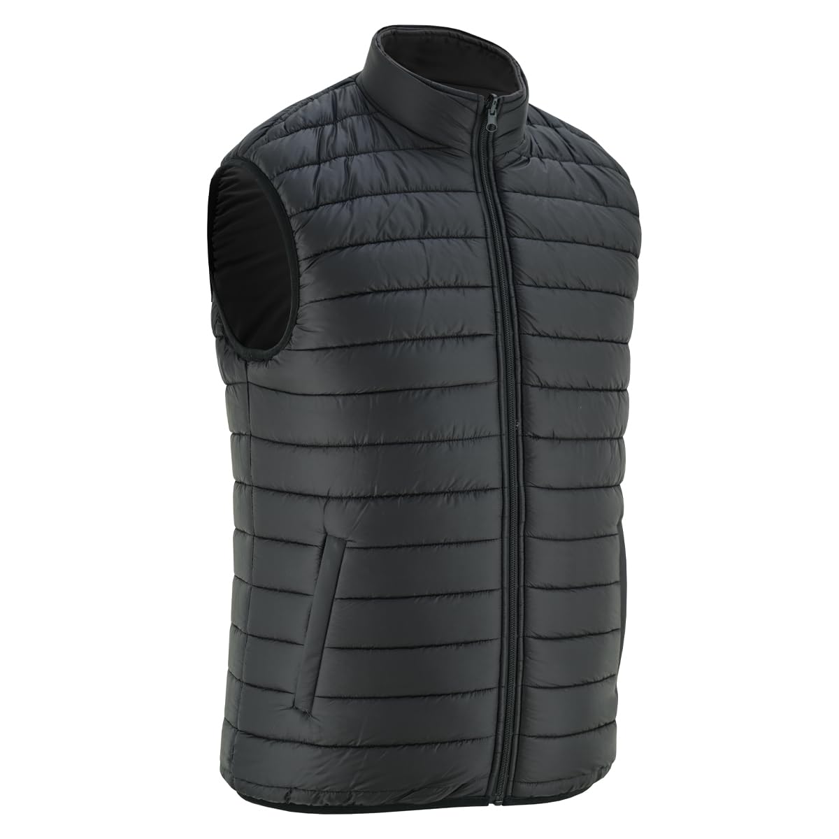 Ambick Chaleco de golf para exteriores de dos vías para hombre, chaleco acolchado reversible, chaleco ligero plegable acolchado y aislado, chaleco de abrigo resistente al agua y cálido (2XL, Negro)