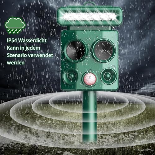Ultrasonic Cat Repellent, Cat Deterrents Solar & Usb Powered Animal Repeller With Pir Motion Sensor & Flashing Light, 4 Modes Waterproof Wild Animal Scarer Repellent For Cats, Dogs, Fox, Bird - 4
