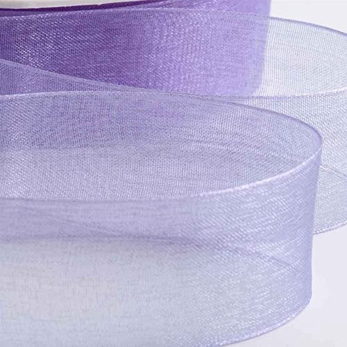 GCS Organza Ribbon Scrapbooking, Gift wrapping, home deco. 46 meters / 50 Yards Rolls London - BUY 3 Rolls & Get 4th Free (12mm, Lilac)