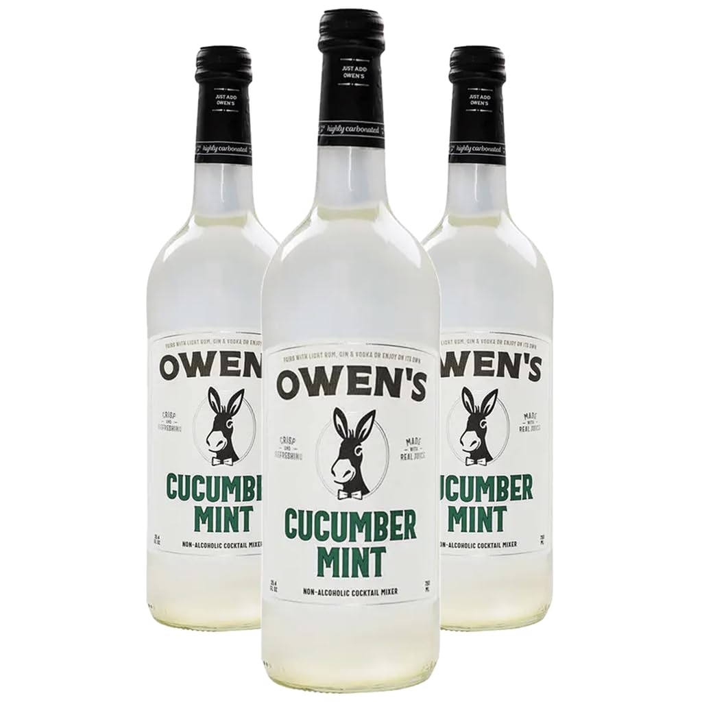 Owen’s Craft Mixers | Cucumber Mint 8 Pack 750ml | Handcrafted in the USA with Premium Ingredients | Vegan & Gluten-Free Soda Mocktail and Cocktail Mixer