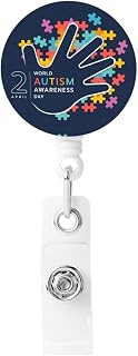 Autism Awareness Acceptance Month Badge Reel Retractable Badge Holder Id Badge Clip for Office Worker Nurse Teacher Student