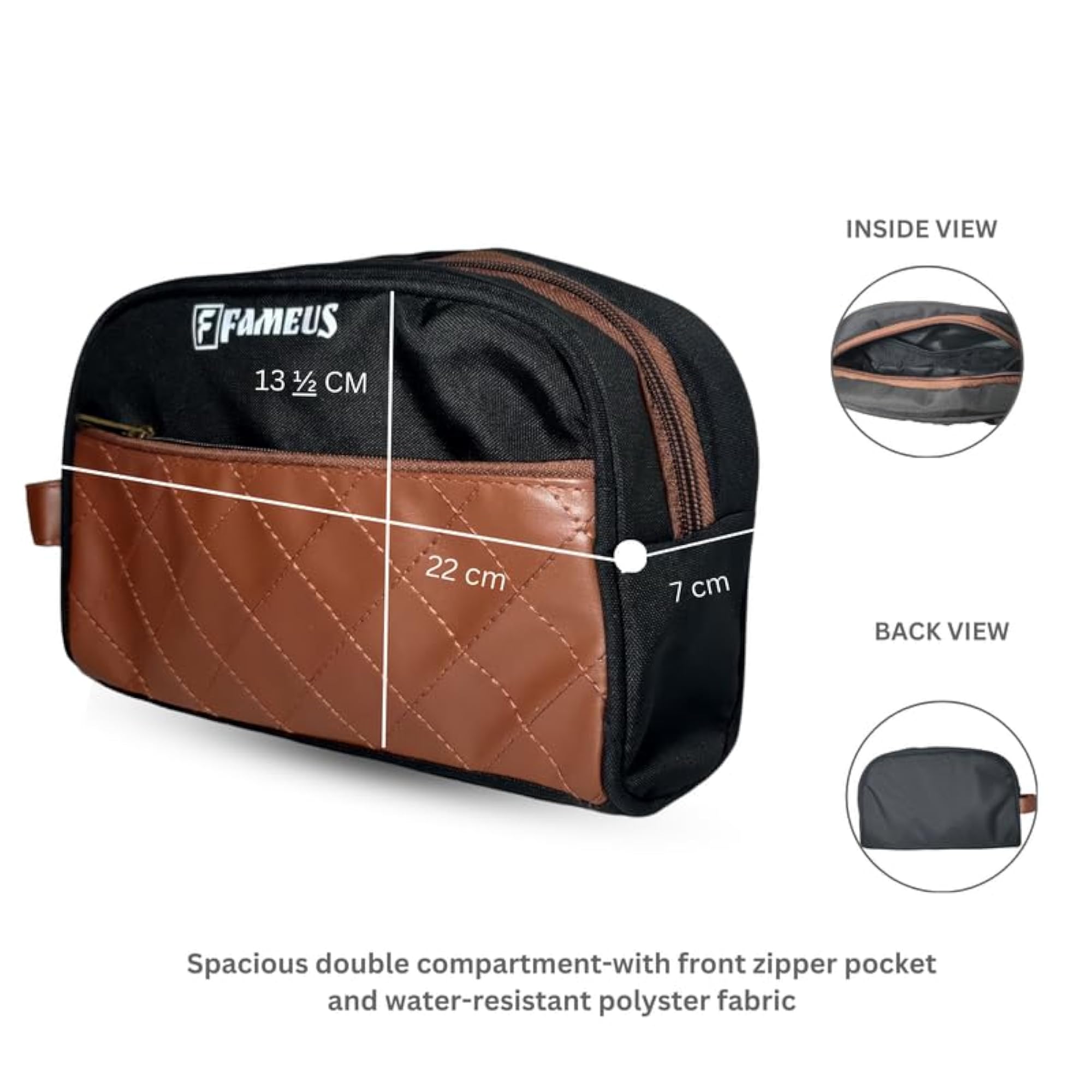 Black and Tan Multipurpose Faux Leather Detailing Pouch