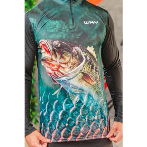 Camisa Camiseta Pesca Black Bass Manga Longa Masculina Proteção Uv50+ (BR, Alfa, GG, Regular, Black
