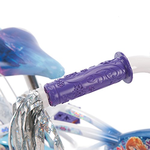 12 Inch Huffy Bicycle Frozen Kids Bike for Girls, Blue with Training Wheels and Cleaner Cloth - Thumbnail 3