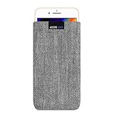 [page_title]-Adore June Business Tasche für Apple iPhone 8 Plus Handytasche aus charakteristischem Fischgrat Stoff - Grau/Schwarz | Schutztasche Zubehör mit Display Reinigungs-Effekt | Made in Europe