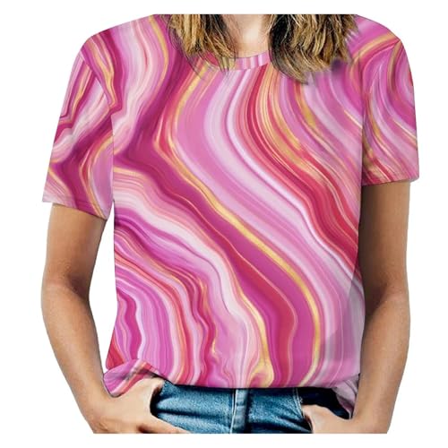 T-shirt imprimé marbre bleu et doré grande taille 3XL pour femme