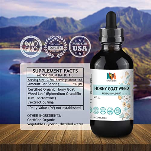 Mauwe Herbs Horny Goat Weed Extract Drops For Men & Women - Organic Epimedium Tincture - Barrenwort Liquid Extract - Horny Goat Weed Herbal Supplement - Vegan, No Alcohol, 4 Fl Oz #TOP6