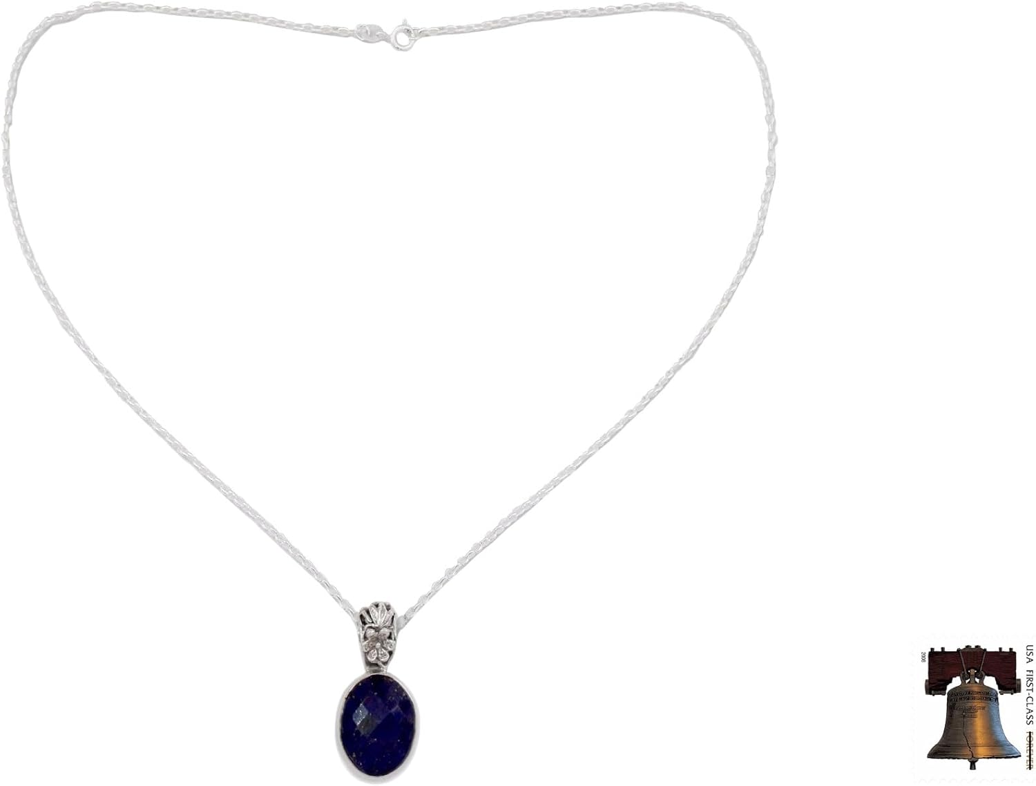 NOVICA Handmade .925 Sterling Silver Lapis Lazuli Pendant Necklace Artisan Blue India Snorkel Floral Birthstone 'Floral Facets'