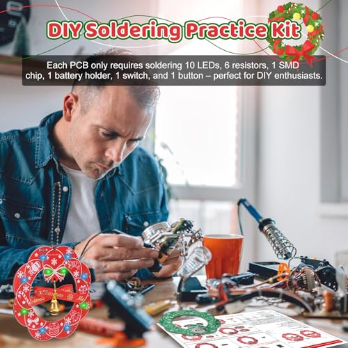 Kit de soldadura de corona de Navidad DIY con 3 modos de luces LED 4