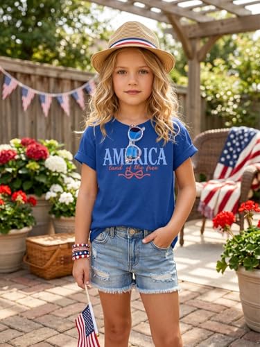 Image of AMWIPE Boys Girls USA Shirt Kids 250 Anniversary USA Shirts American Flag Tshirt 4th of July Outfits Cute Patriotic Top 6-14y