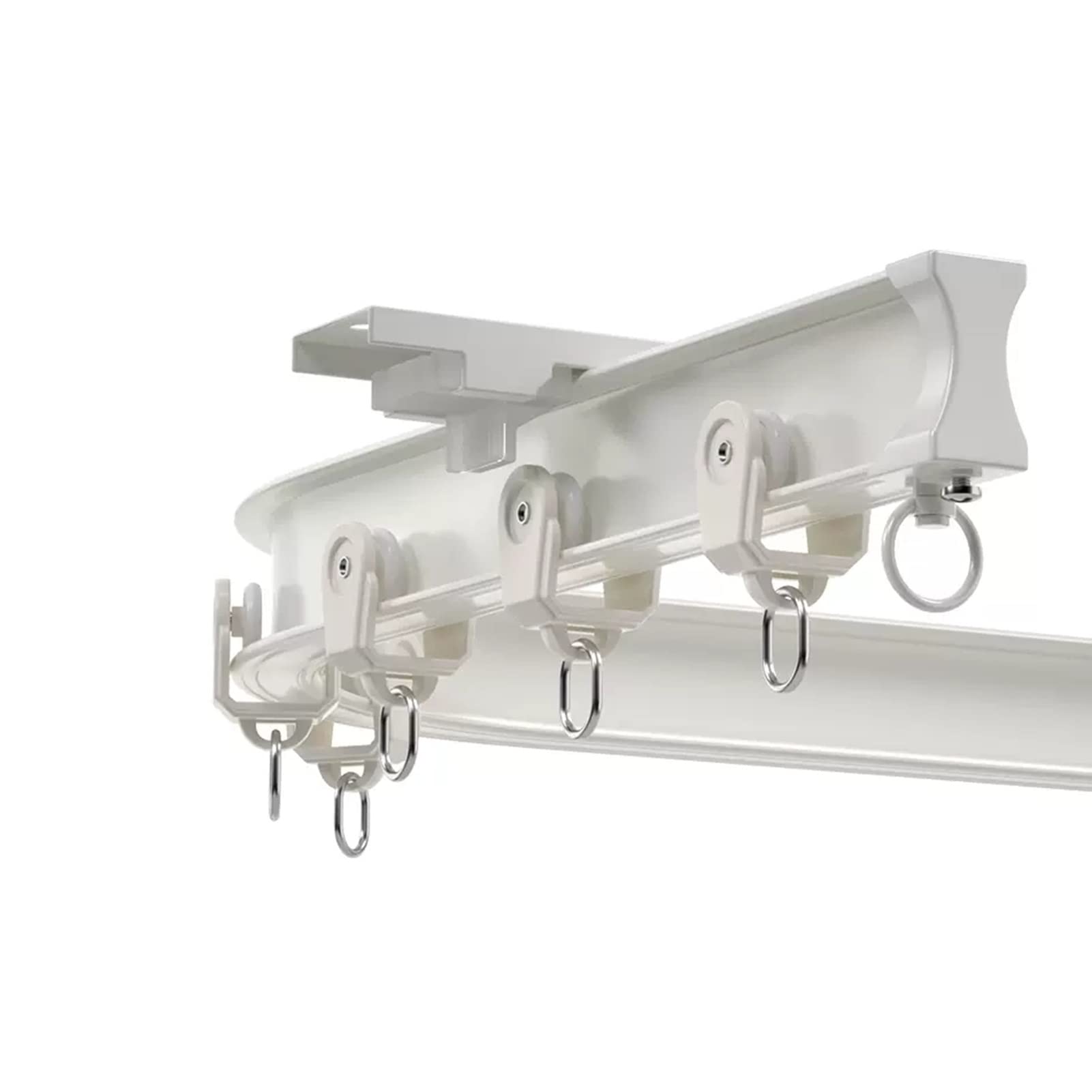 Rail de rideau de plafond en aluminium robuste pour hôpital et camping-car, système de séparation de pièce incurvé flexible de 2 à 7,9 m de long (blanc 3 m) – Rails de montage inclus
